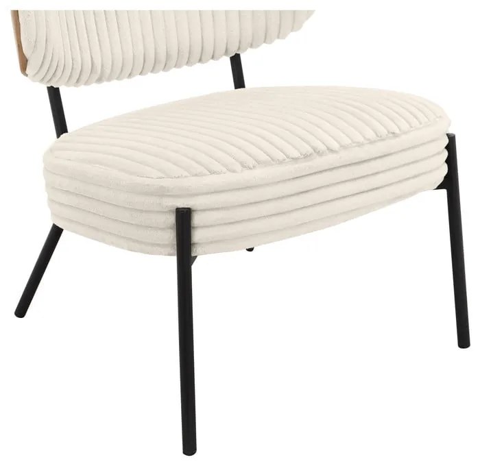 Fotoliu cu taburet crem cu tapițerie din catifea reiată Jerry – Støraa