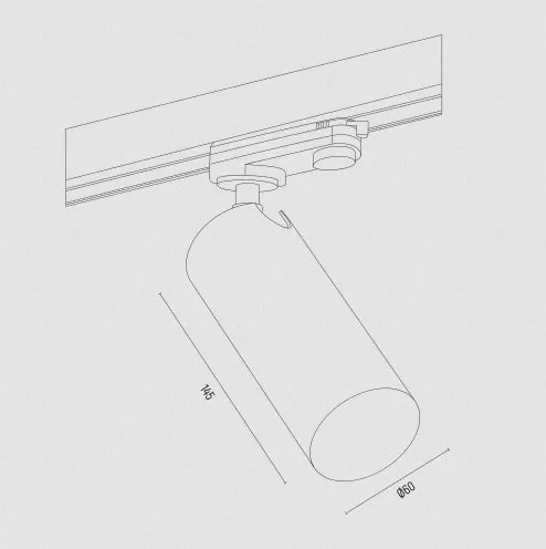 Spot pe sina TORELLO negru / Accesoriu pentru sinele trifazate ARGON T-RACK