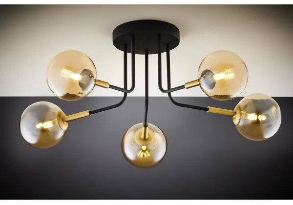 Lustră pe tijă Jupiter 2038 BURANO 5xG9/10W/230V negru/auriu/bej