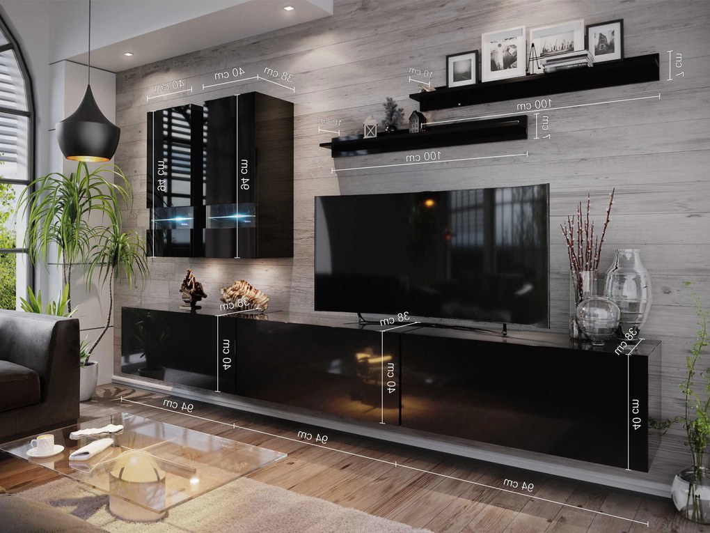 Mobilier living Benmore (alb + alb lucios). 1007681