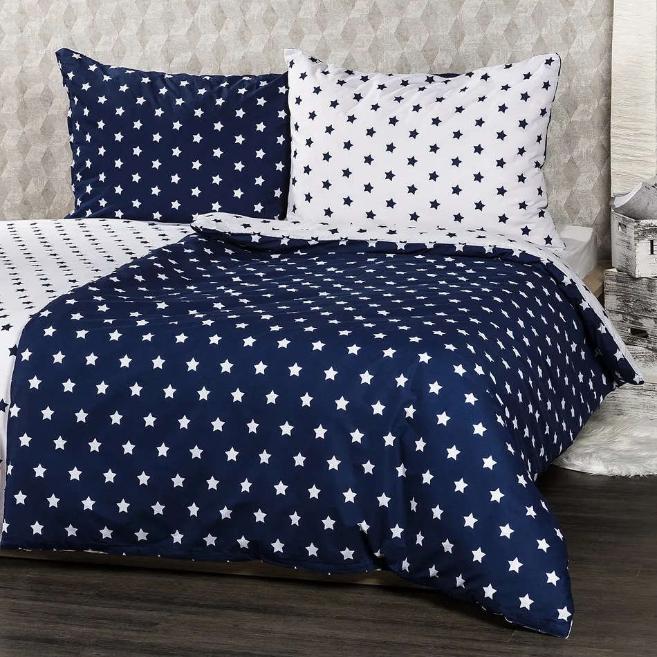 Lenjerie pat 1 pers. 4Home Stars Navy blue, 160 x 200 cm, 70 x 80 cm, 160 x 200 cm, 70 x 80 cm