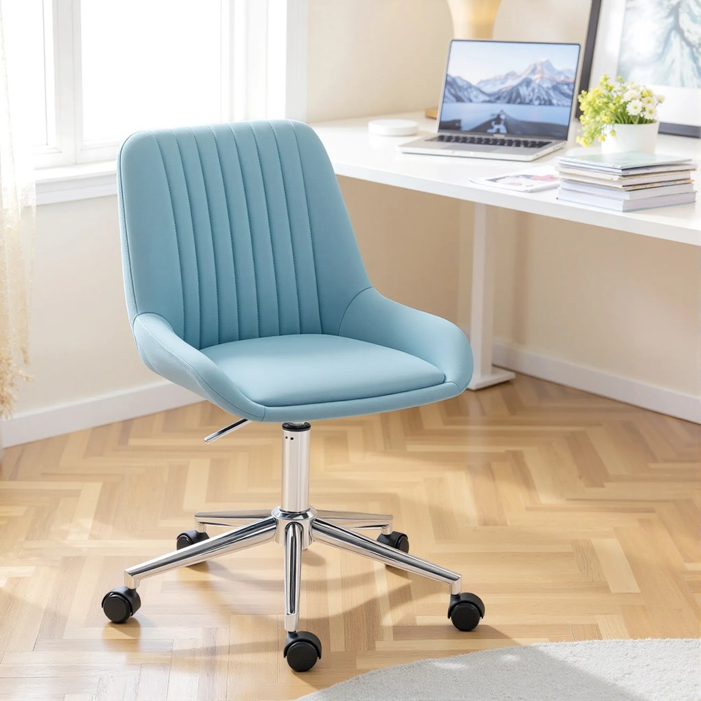 HOMCOM Scaun pentru Birou cu Înălțime Reglabilă din Silicon PU, Albastru | Aosom Romania