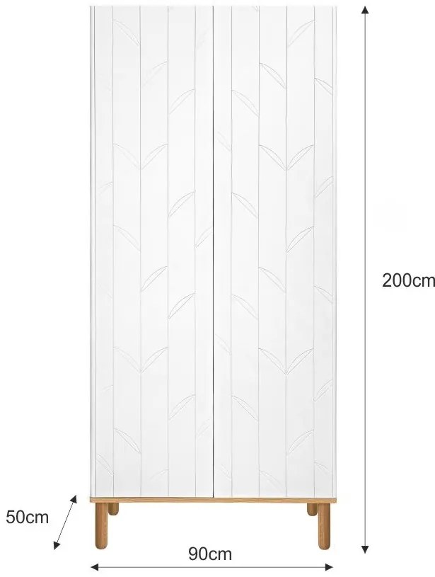 Dulap Toteme botanic alb/stejar H200 cm
