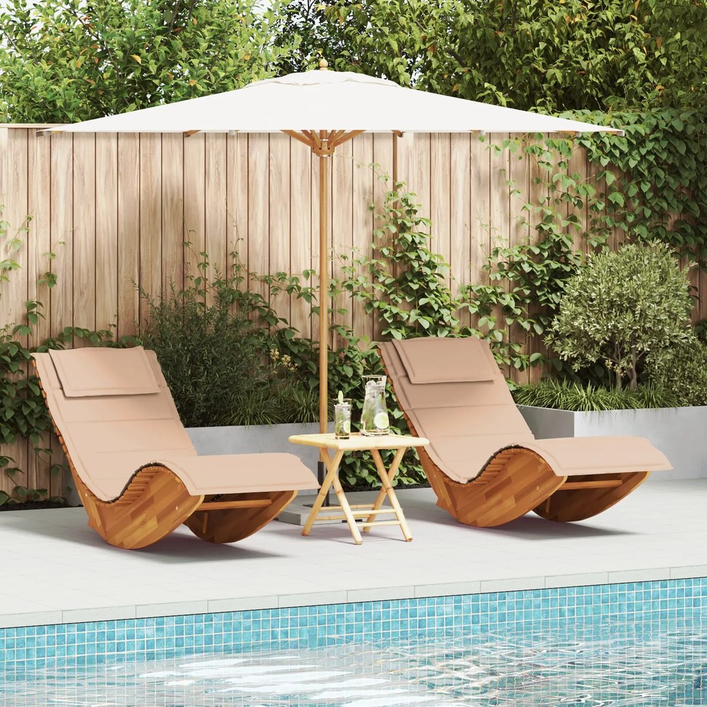 vidaXL Șezlong 2 pcs Maro 60 x 154 x 74cm Lemn masiv de acacia