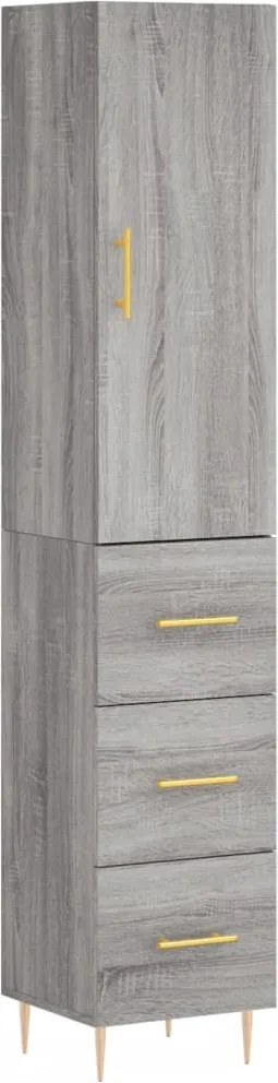 vidaXL Dulap înalt, gri sonoma, 34,5x34x180 cm, lemn prelucrat