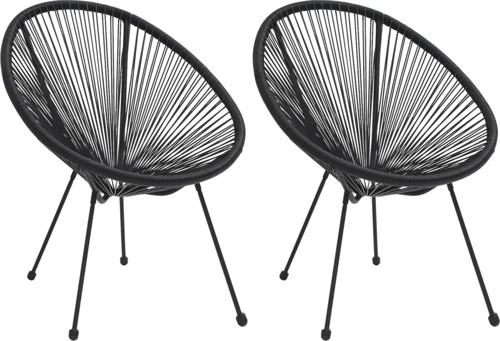vidaXL Scaune de grădină tip lună, 2 buc., negru, ratan
