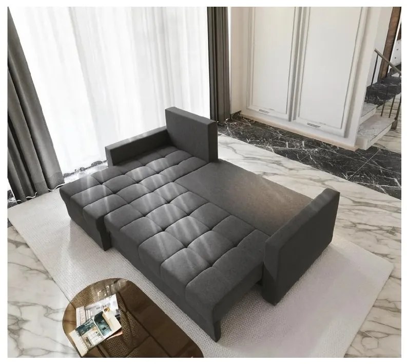 Canapea coltar extensibil ZENOVA 220 x 140 cm, reversibila – gri inchis