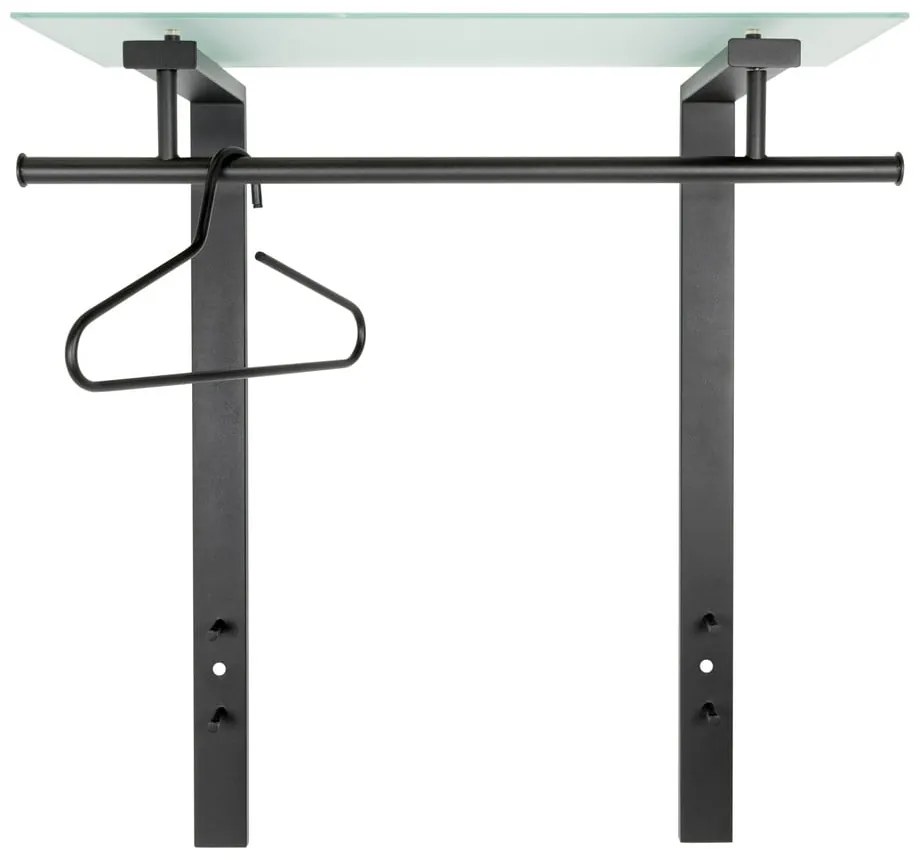 Cuier de perete negru cu raft din metal 80 cm Dutch – Spinder Design