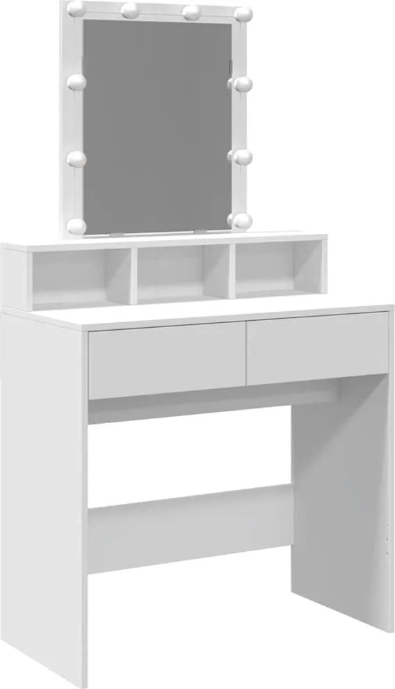 vidaXL Masă de toaletă cu LED, alb, 80x41x144,5 cm
