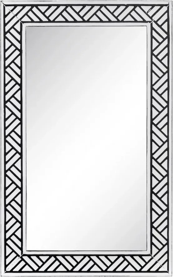 Oglinda alba/neagra din fier si sticla 53,5x86 cm Caja Ixia