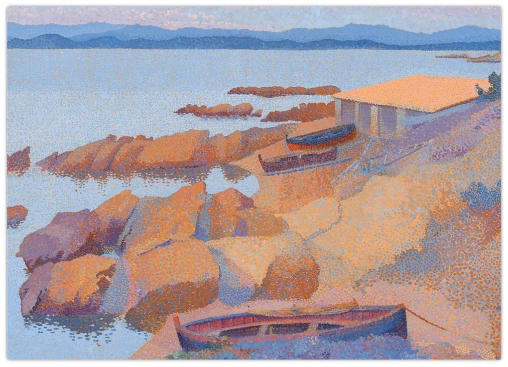 Tablou pe sticlă - Henri Edmond Cross, Calanque des Antibois, reproducere (70x50 cm)