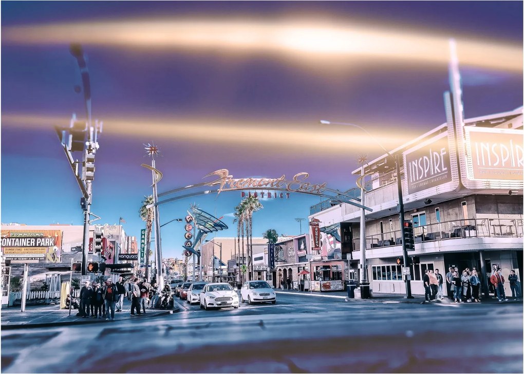 Tablou pe sticlă cu strada în Las Vegas (70x50 cm)