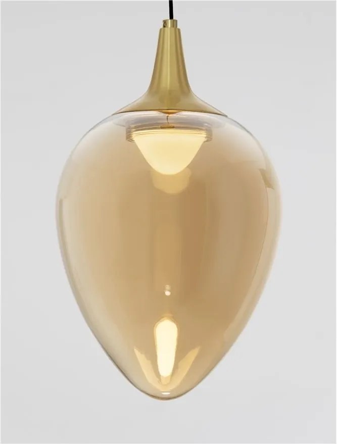 Pendul LED modern, Metal, Sticla, Champaign, Nali