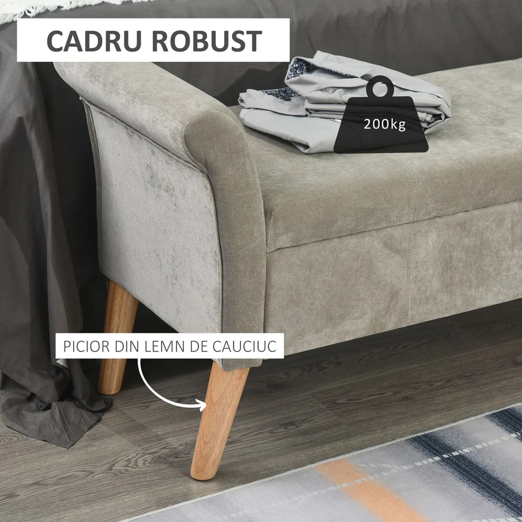 HOMCOM banca de depozitare captusita, Design 2 in 1, 136,5x45x62cm Gri deschis | AOSOM RO