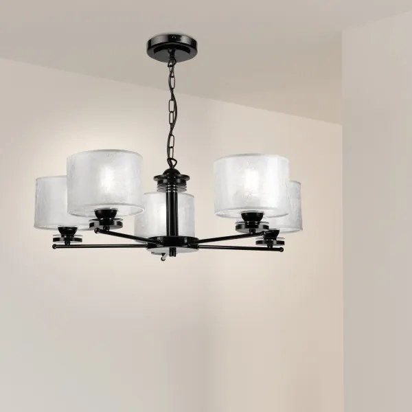 Candelabru pe lanț ROSA 5xE27/60W/230V negru/gri