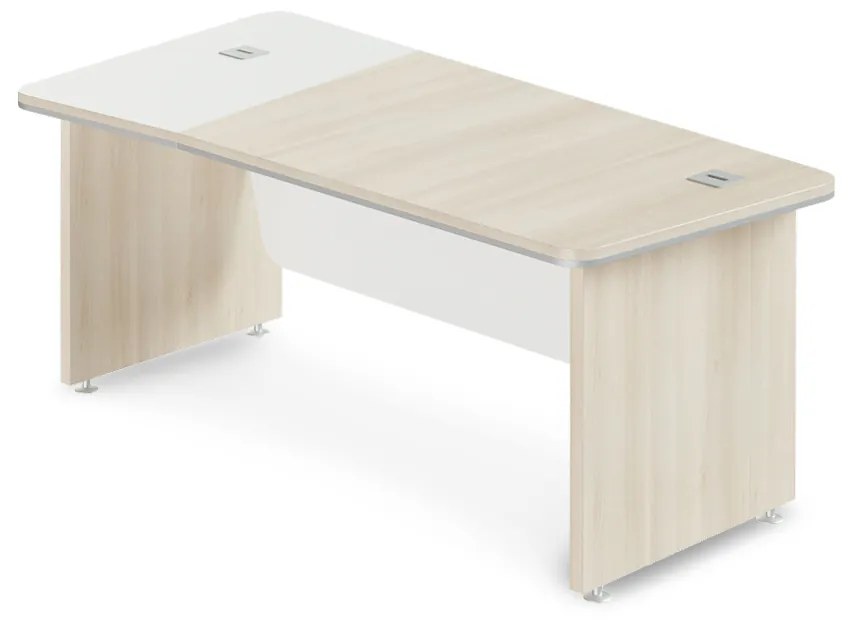 Birou de colț TopOffice Premium 203,2 x 102,7 cm, stânga, salcâm deschis / alb