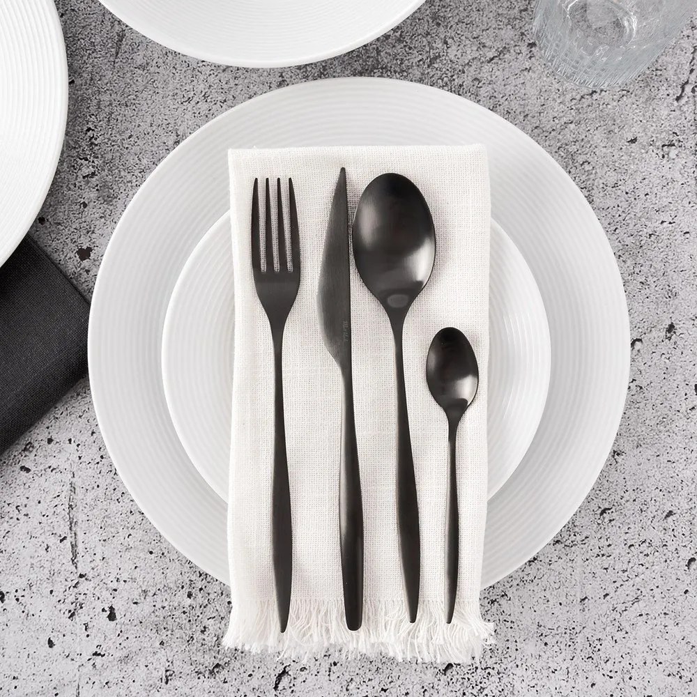 Tacâmuri negre din oțel inoxidabil 24 buc. – Orion