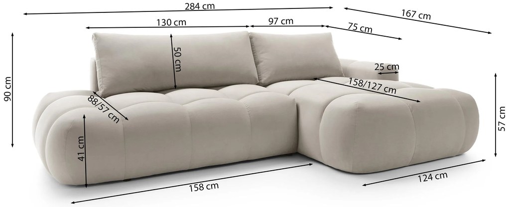 Colțar Ombre (D) (crem + negru). 1099486