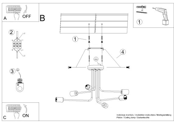 Lustră pe tijă Sollux SL.1452 NORAH 6xE27/15W/230V negru