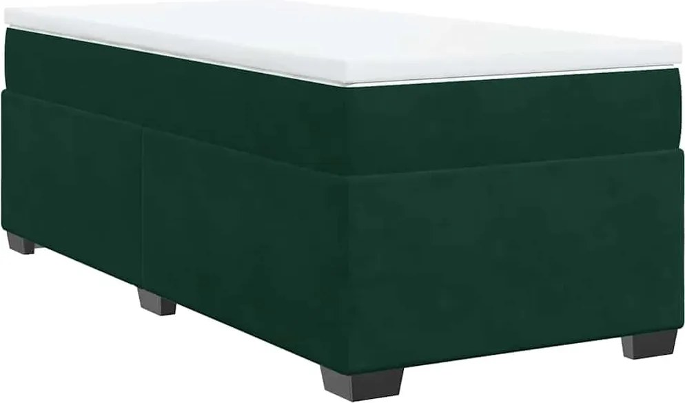 vidaXL Pat box spring cu saltea, verde închis, 100x200 cm, catifea