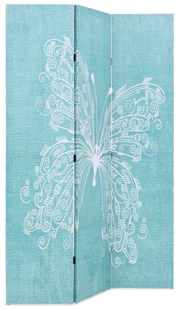 245885 vidaXL Paravan de cameră pliabil, albastru, 120 x 170 cm, fluture