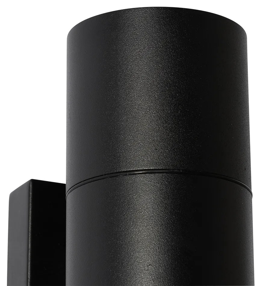 Aplica de perete exterioară modernă neagră cu 2 lumini AR70 IP44 - Duo