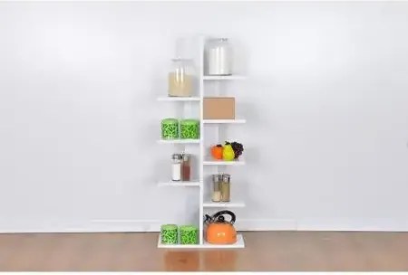 Raft de perete din pal, Zig Zag Homs, alb, 122 x 20 x 20 cm