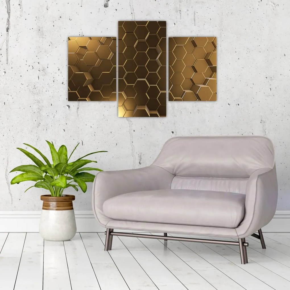 Tablou - Hexagoane verzi (90x60 cm)