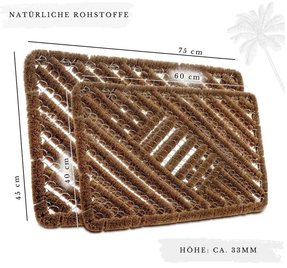 Covoraș de intrare din fibre de nucă de cocos 40x60 cm Coco Natural – Hanse Home