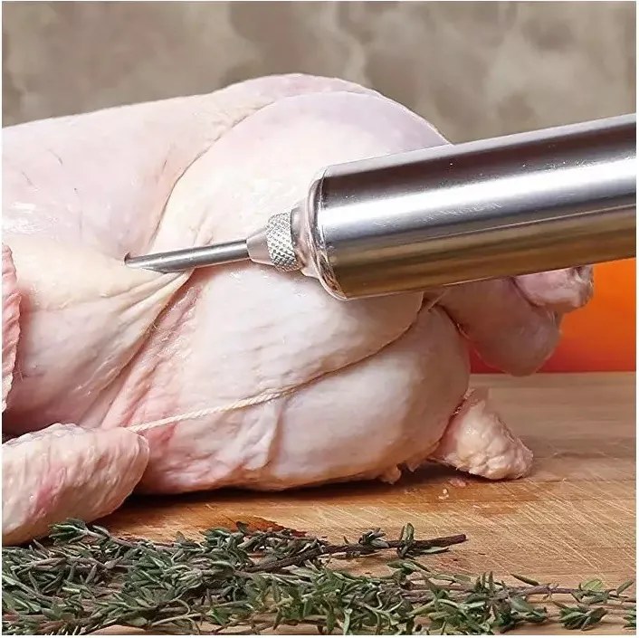 Seringa pentru marinat carne Klausberg KB 7842, 60 ml, 3 ace, Otel inoxidabil, Fara BPA, Argintiu