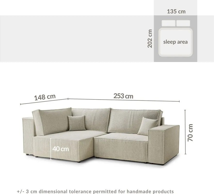 Colțar gri extensibil/cu spațiu de depozitare cu tapițerie din chenille (cu colț pe partea stângă/în formă de ”L”) Tonga – Maison de Rêve