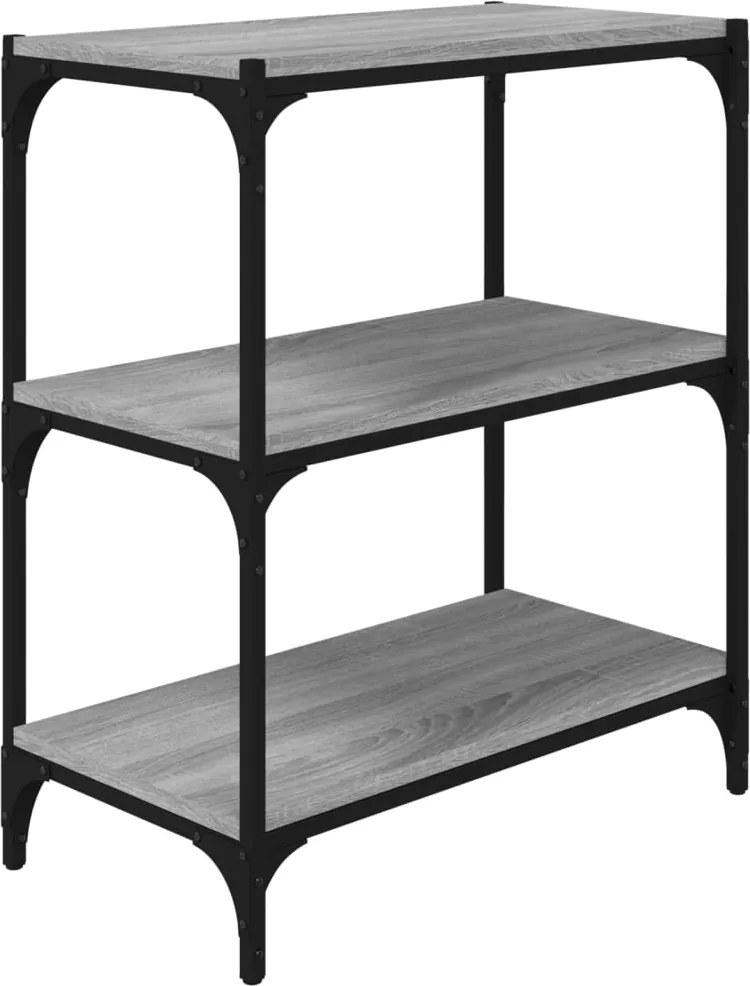 vidaXL Raft de cărți gri sonoma 60x33x70,5 cm, lemn prelucrat și oțel
