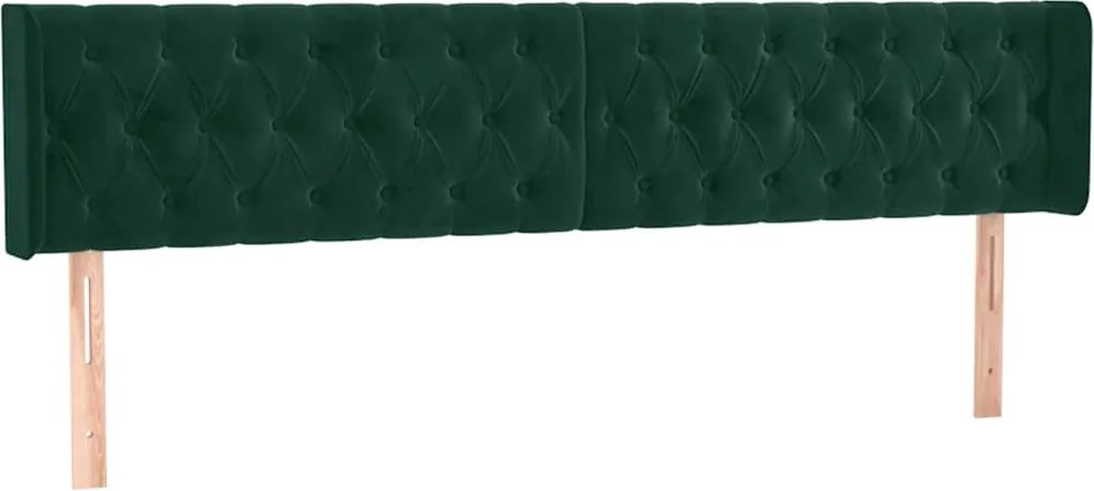 vidaXL Tăblie de pat cu aripioare verde închis 203x16x78/88 cm catifea