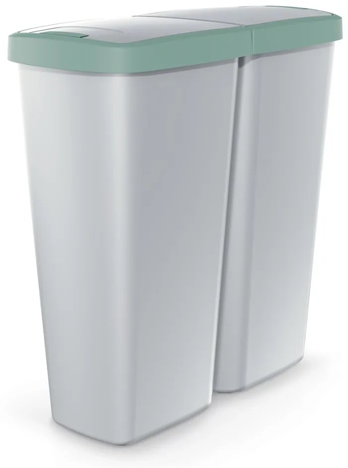 Coș de gunoi DUO gri, 50 l, verde/gri