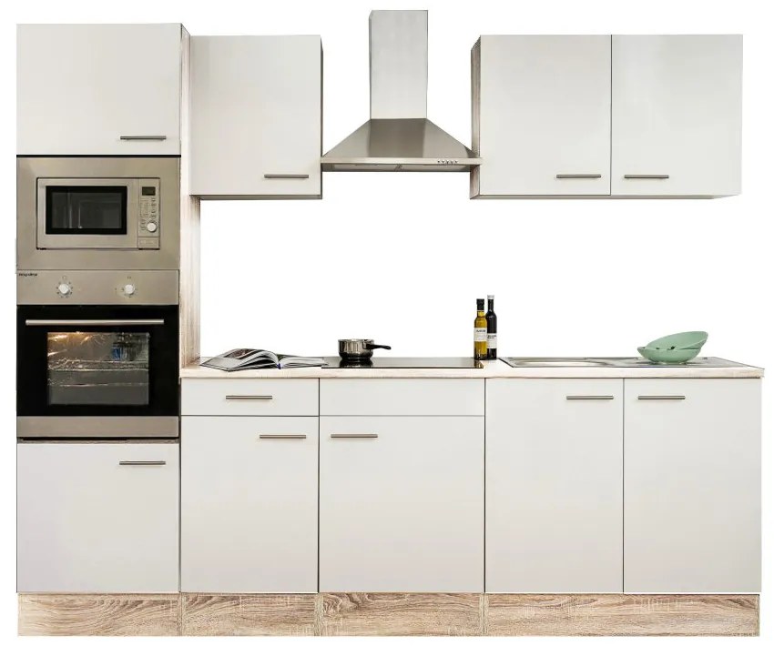 Mobilă de bucătărie Yorki 270 cu corp din stejar sonoma și față alb satinat