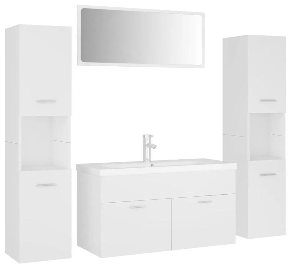 3071513 vidaXL Set mobilier de baie, alb, lemn prelucrat