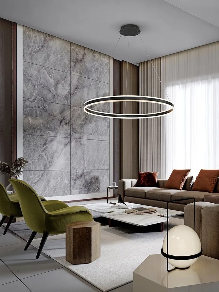 Lustra LED design modern circular 100cm Helia negru mat