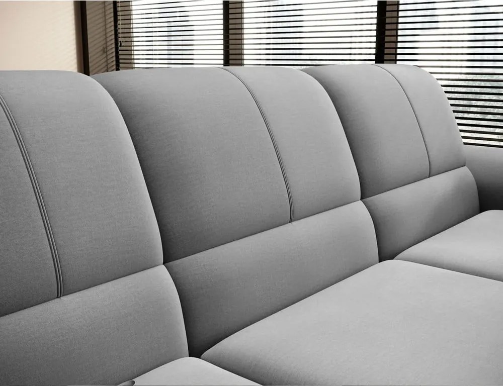 Colțar gri extensibil/cu spațiu de depozitare cu tapițerie din catifea (cu colț pe partea stângă/în formă de ”L”) Siber – ELTAP