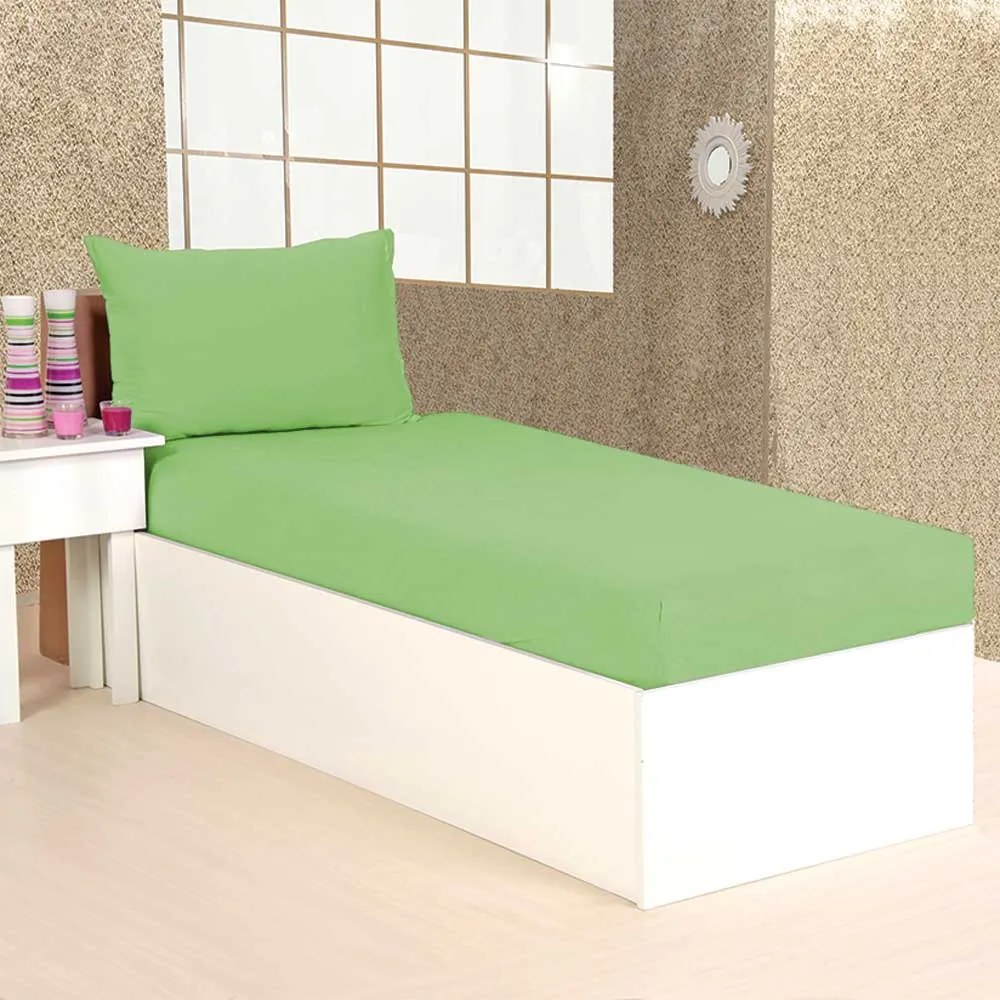 LENJERIE DE PAT 1 PERSOANA, CEARCEAF PAT 100X200 CM, FATA PERNA 50X70 CM, BUMBAC JERSEU, VERDE
