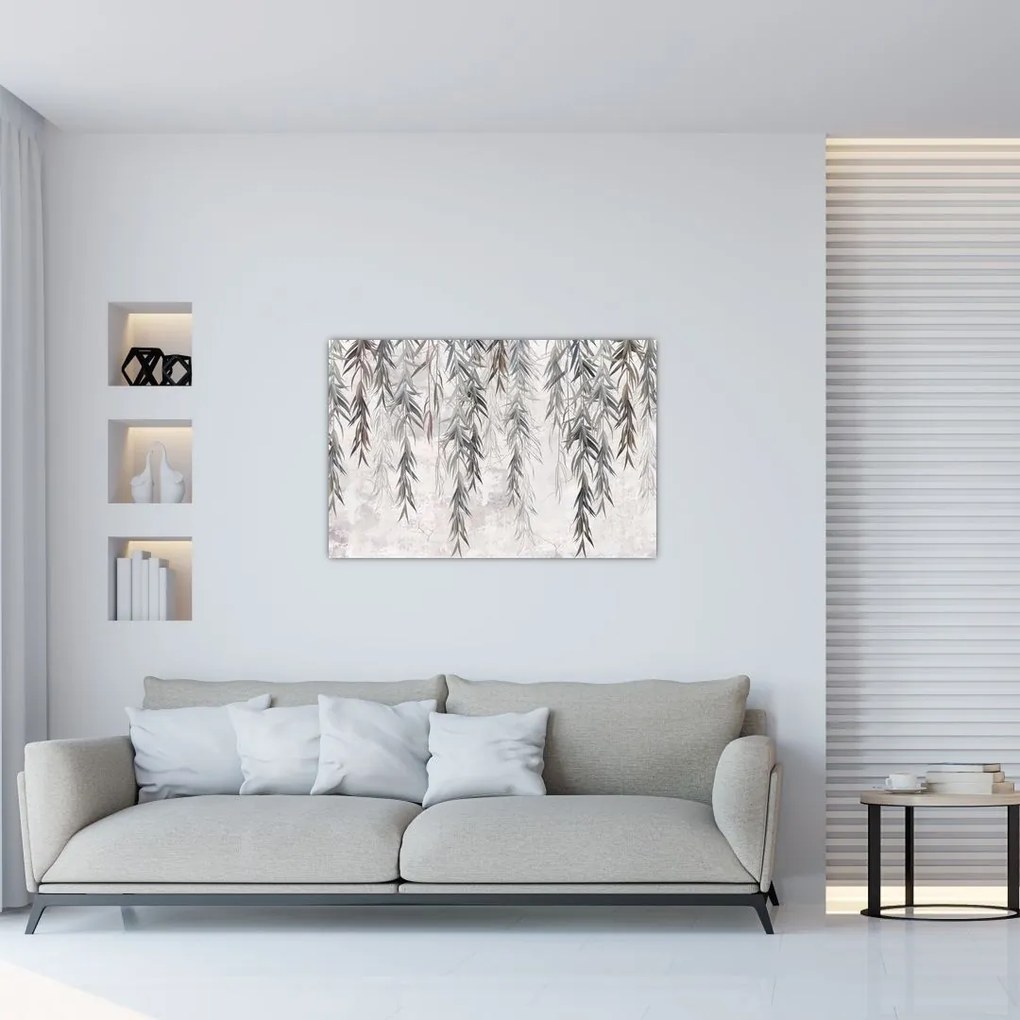 Tablou - Crenguțe de salcie, tencuiala gri (90x60 cm)