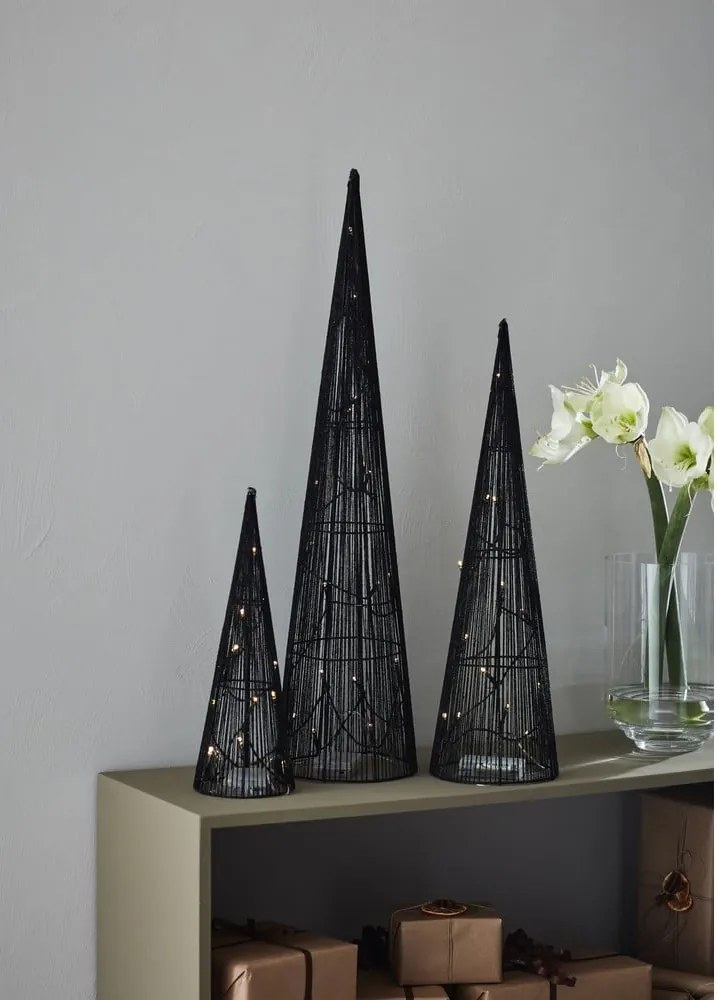 Decorațiuni luminoase negre 3 buc. cu model de Crăciun Dunge – Markslöjd