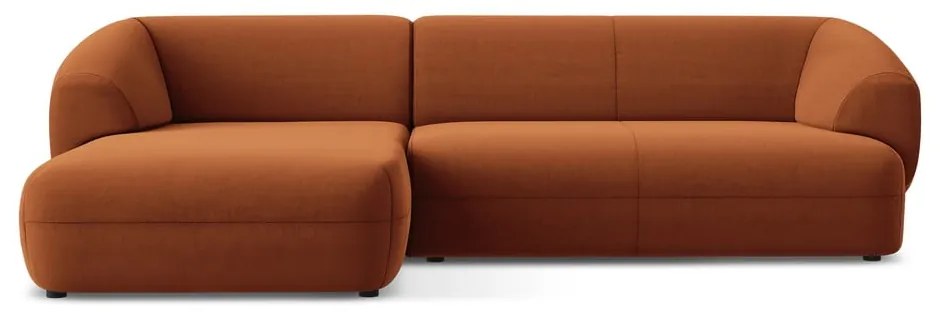 Colțar portocaliu cu tapițerie din catifea (cu colț pe partea stângă) Moana – Makamii