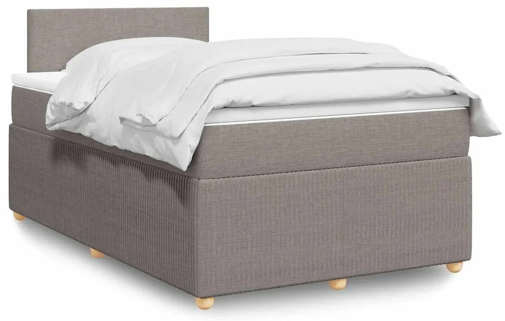 vidaXL Pat box spring cu saltea, taupe, 120x190 cm material textil
