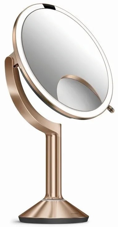 Oglinda Simplehuman cu senzor TRIO cu control tactil, auriu roz