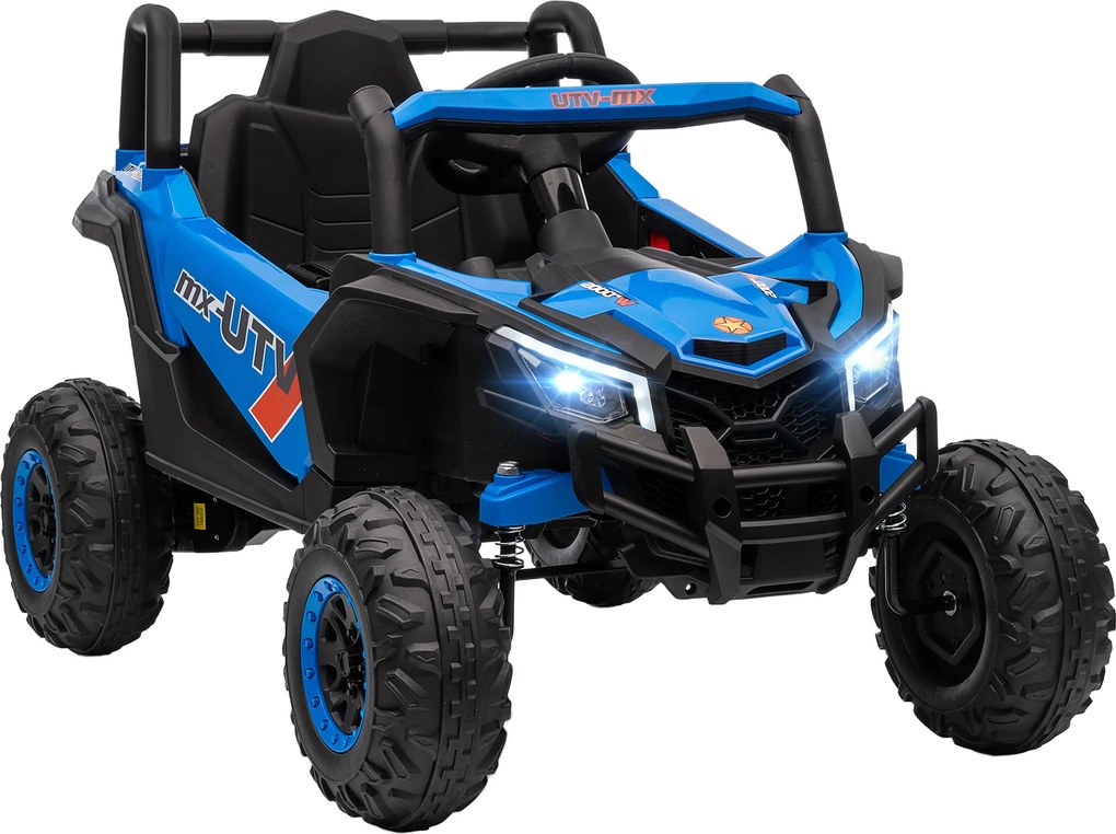 AIYAPLAY Mașină Electrică UTV pentru Copii 12V cu Centură, Telecomandă, Suspensii, USB, 3-7 km/h, 3-5 Ani, Albastru | Aosom Romania
