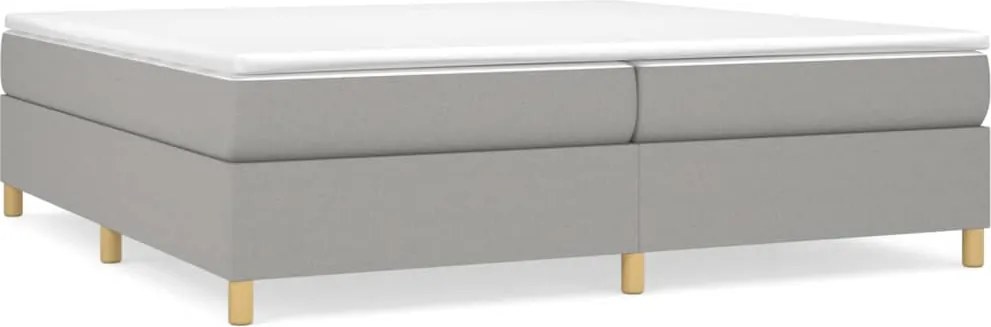 vidaXL Pat box spring cu saltea, gri deschis, 200x200 cm, textil