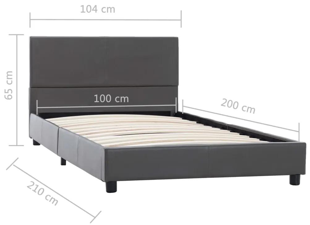 Cadru de pat, gri, 100x200 cm, piele ecologica Gri, 100 x 200 cm