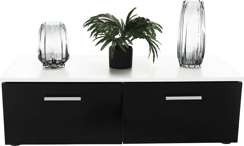 Mobilier living, alb/extra strălucire neagră HG, LEO