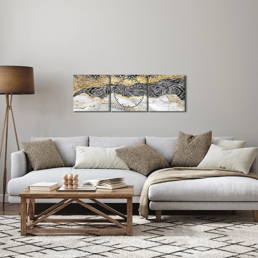 Tablou - Mandala în marmură (cu ceas) (90x30 cm)