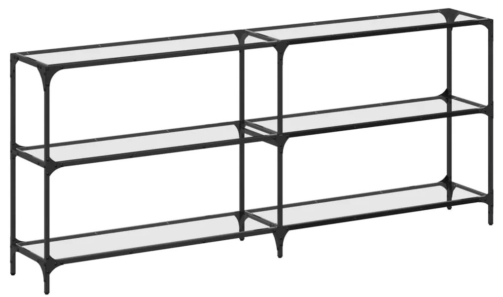 846034 vidaXL Măsuță de cafea blat din sticlă transparentă 194,5x30x81cm oțel